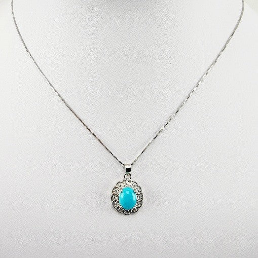 Dije de Turquesa y cubic zirconia con cadena 45 cm - Dijes
