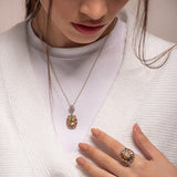 Dije de Zafiro Amarillo, Cuarzo green gold y cubic zirconia - Dijes