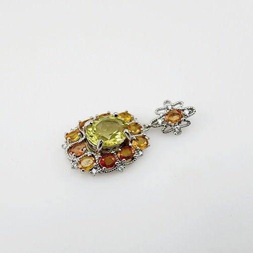 Dije de Zafiro Amarillo, Cuarzo green gold y cubic zirconia - Dijes