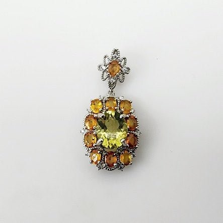 Dije de Zafiro Amarillo, Cuarzo green gold y cubic zirconia - Dijes