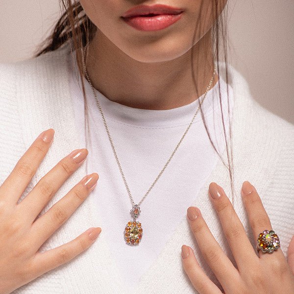 Dije de Zafiro Amarillo, Cuarzo green gold y cubic zirconia - Dijes