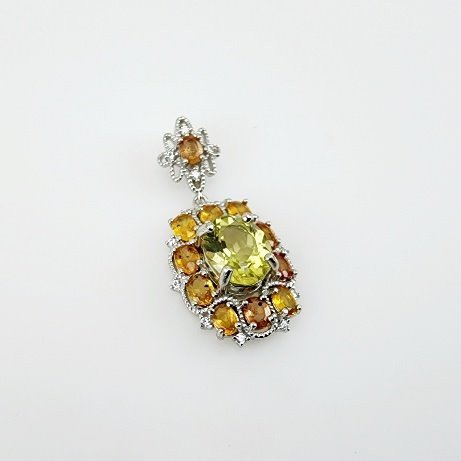 Dije de Zafiro Amarillo, Cuarzo green gold y cubic zirconia - Dijes