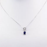Dije de Zafiro y Zirconia Cúbica con cadena 45 cm - Dijes