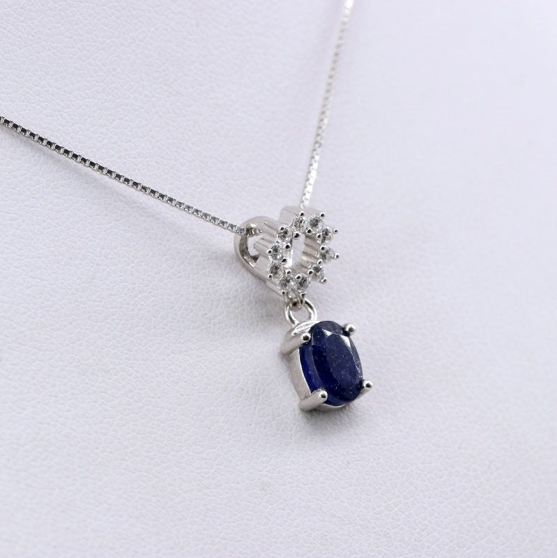 Dije de Zafiro y Zirconia Cúbica con cadena 45 cm - Dijes