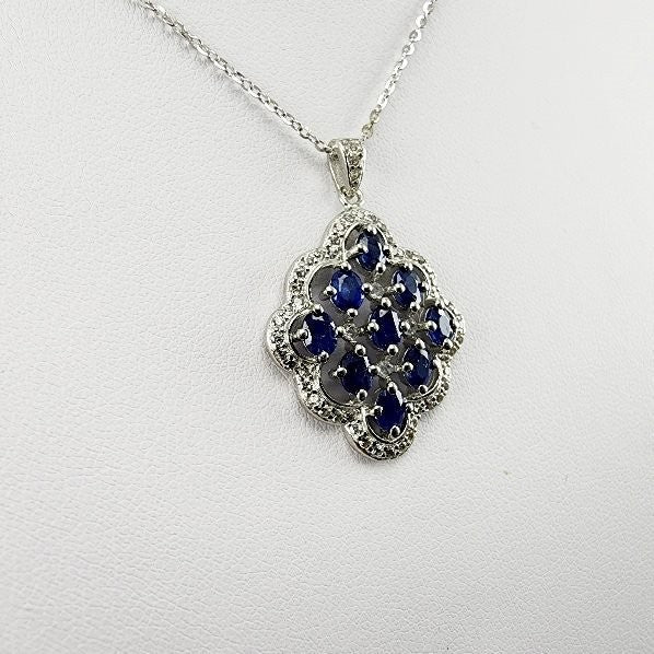 Dije de Zafiro y Zirconia Cúbica con cadena 45 cm - Dijes