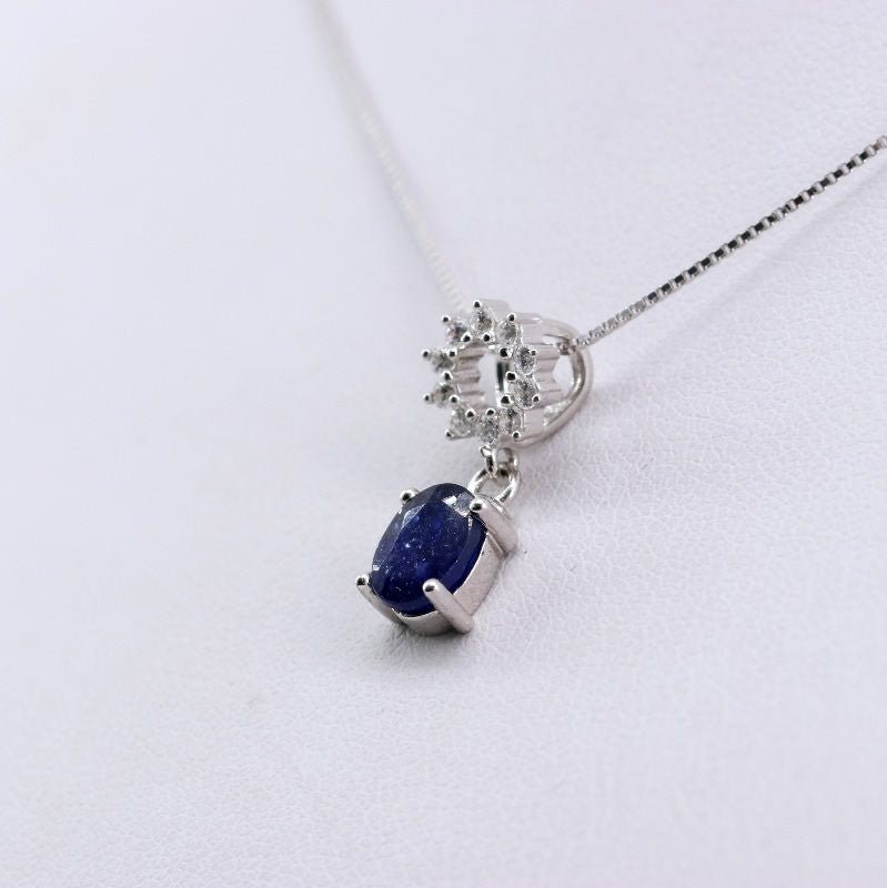 Dije de Zafiro y Zirconia Cúbica con cadena 45 cm - Dijes