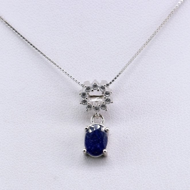 Dije de Zafiro y Zirconia Cúbica con cadena 45 cm - Dijes