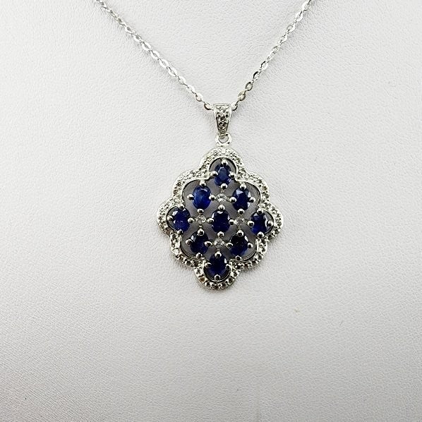 Dije de Zafiro y Zirconia Cúbica con cadena 45 cm - Dijes
