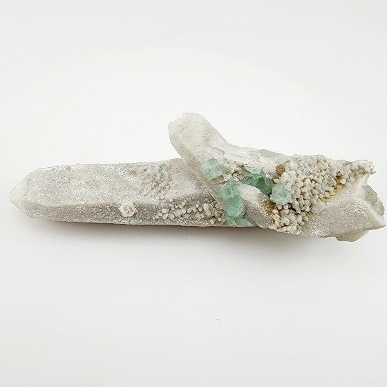 Fluorita Octaédrica sobre punta de Cuarzo - Minerales de colección