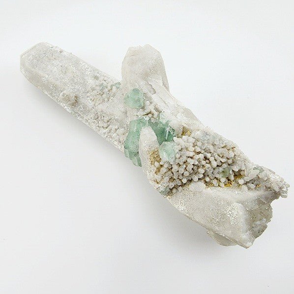 Fluorita Octaédrica sobre punta de Cuarzo - Minerales de colección