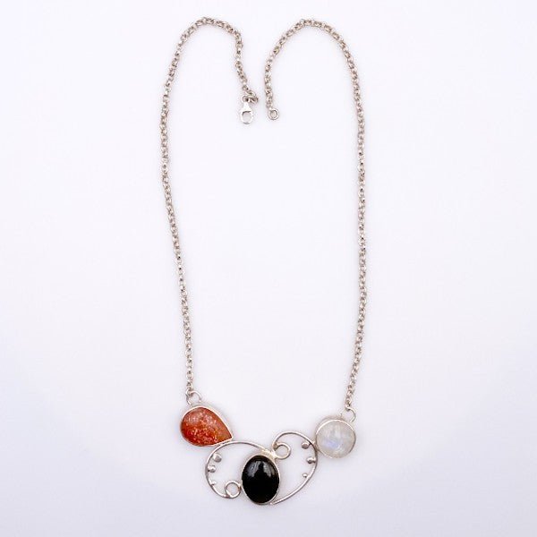 Gargantilla de Piedra Luna, Piedra sol y Labradorita lavanda - Gargantillas