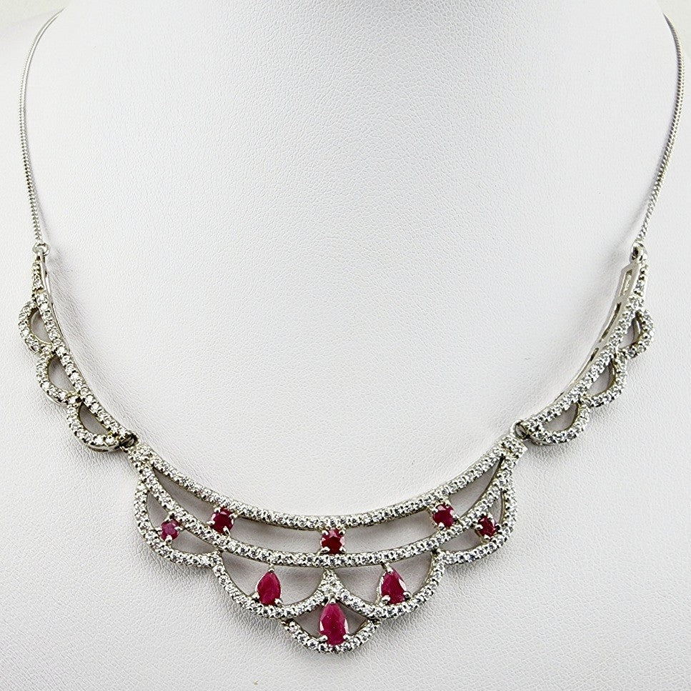 Gargantilla de Rubí y Zirconia Cúbica - Gargantillas