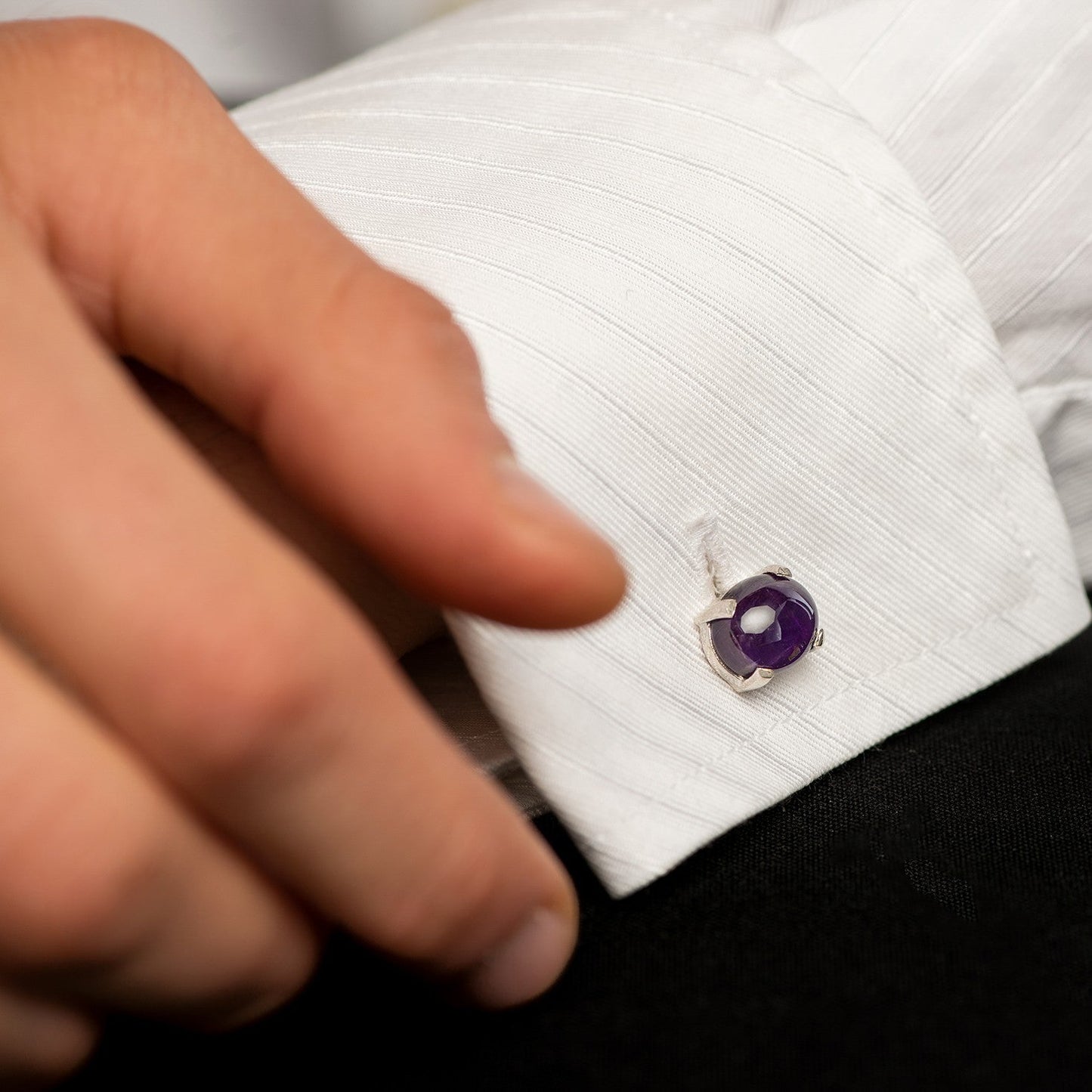 Gemelos de Amatista - Accesorios hombre