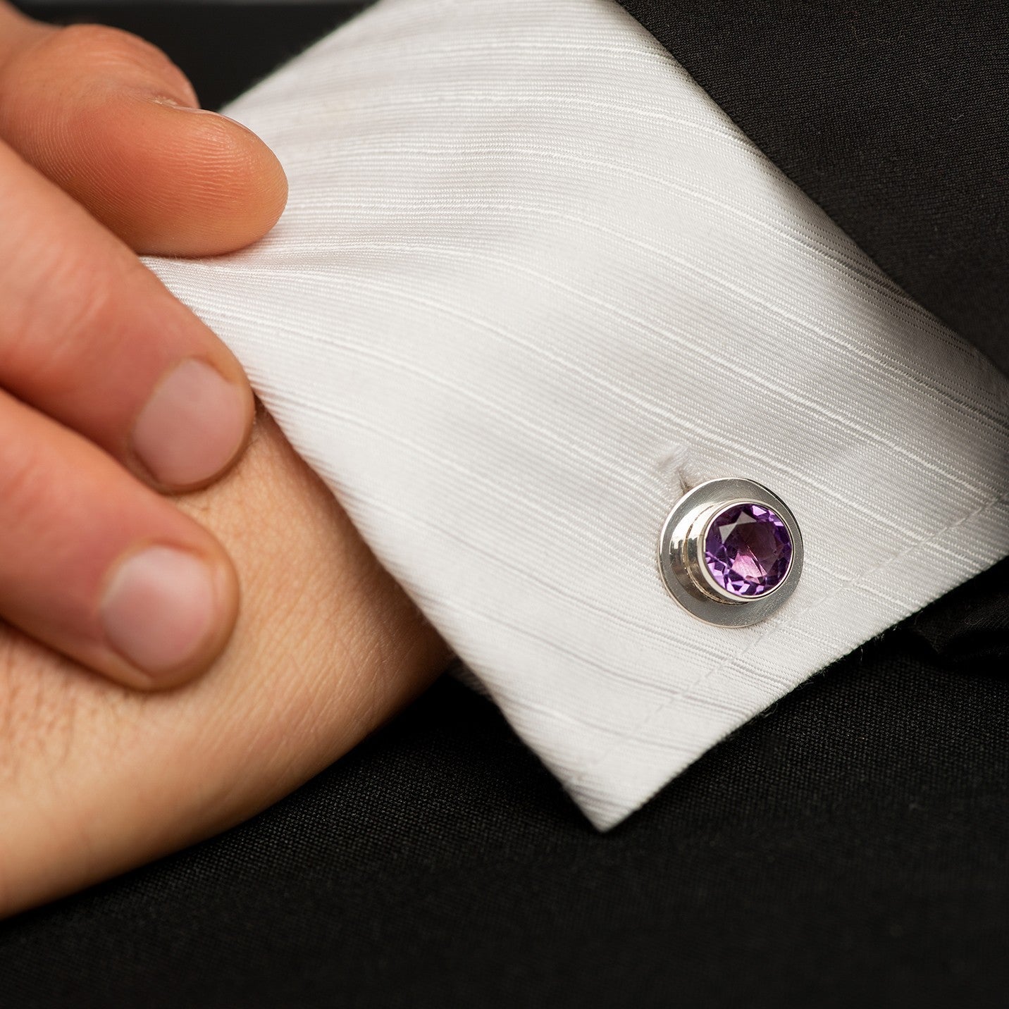 Gemelos de Amatista - Accesorios hombre