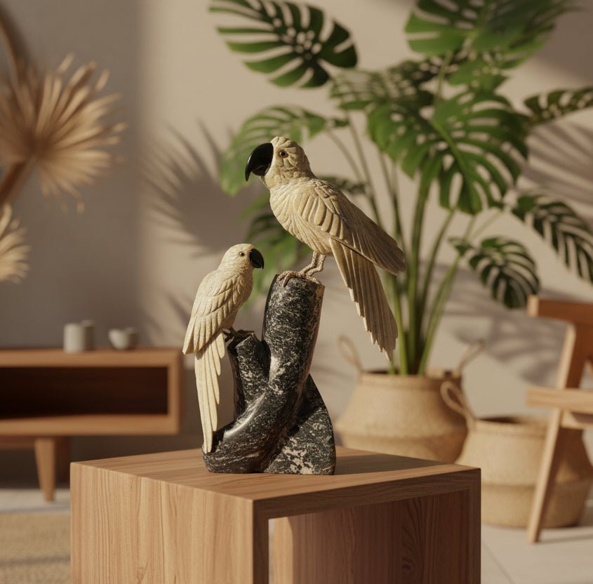 Loros Alegres - Talla en piedra