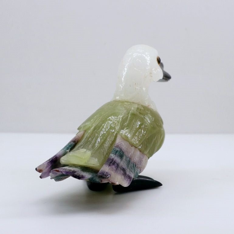 Escultura Pato Criollo de Ónix y Fluorita - Talla en piedra