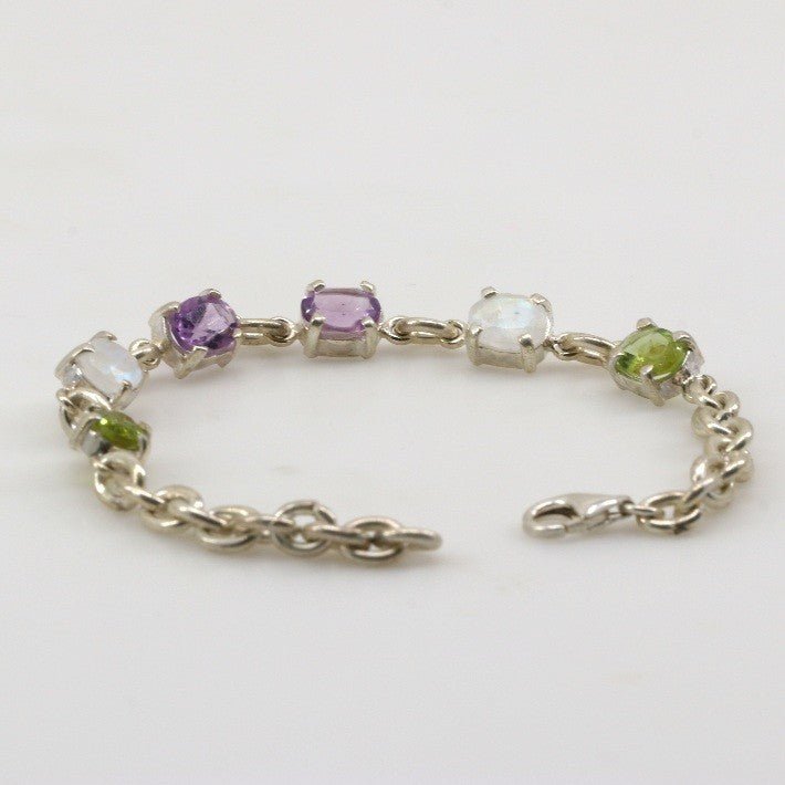 Pulsera de Amatista, Piedra luna y Peridotos - Pulseras