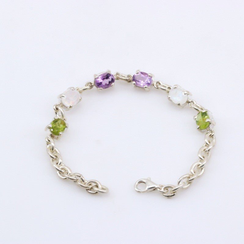 Pulsera de Amatista, Piedra luna y Peridotos - Pulseras