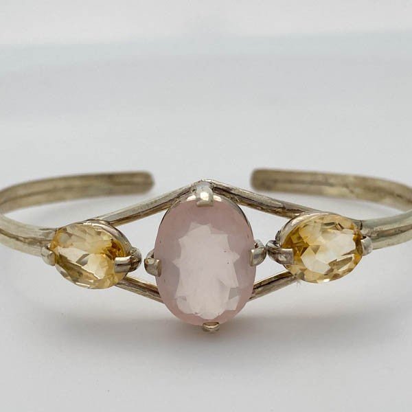 Pulsera de Cuarzo Rosa y Citrino - Pulseras