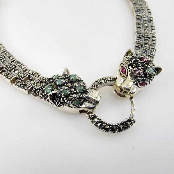 Pulsera de Marcasita, Rubí, Esmeralda y Zafiro - Pulseras