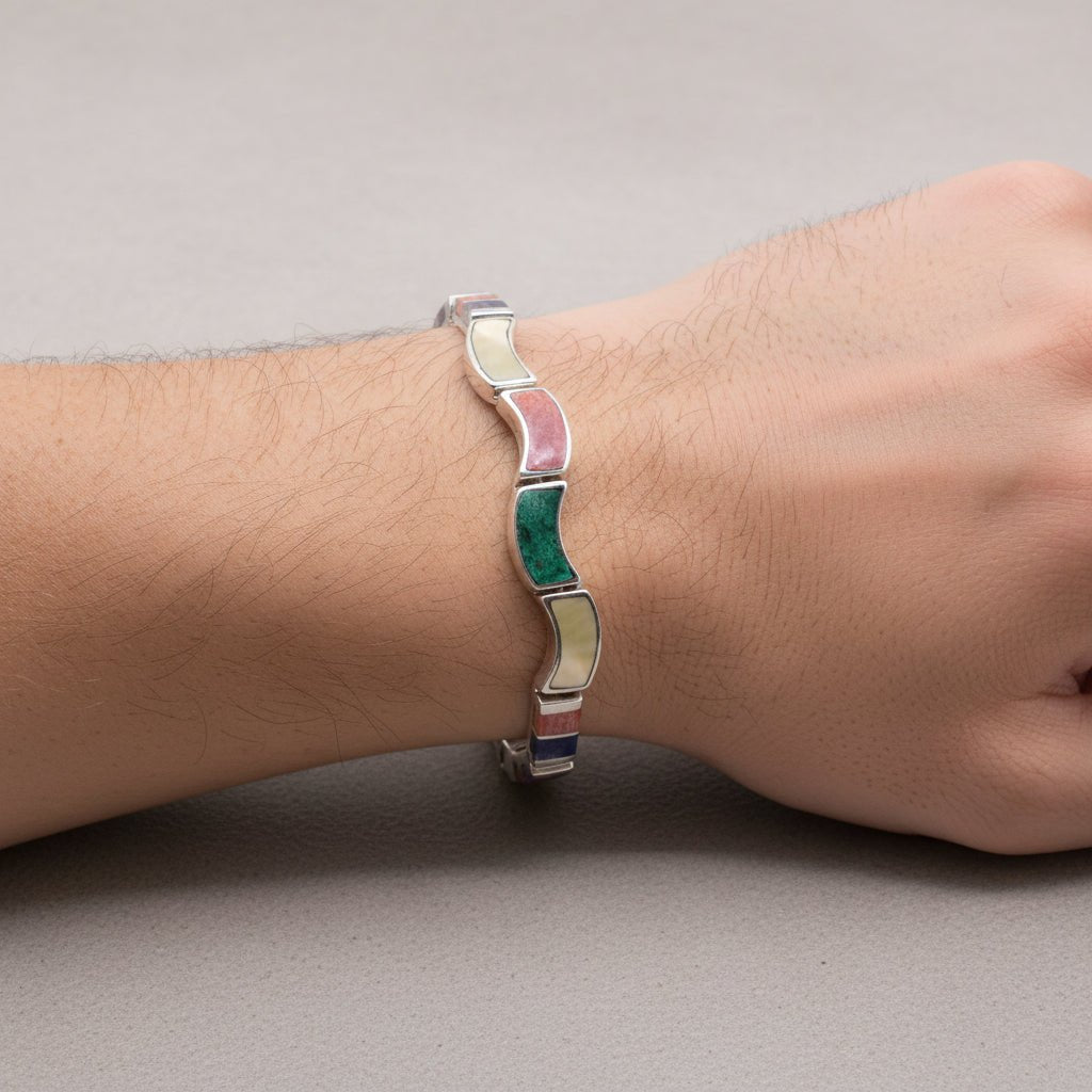 Pulsera de Nacar, Malaquita, Rodonita, Turquesa y Lapislazuli - Pulseras