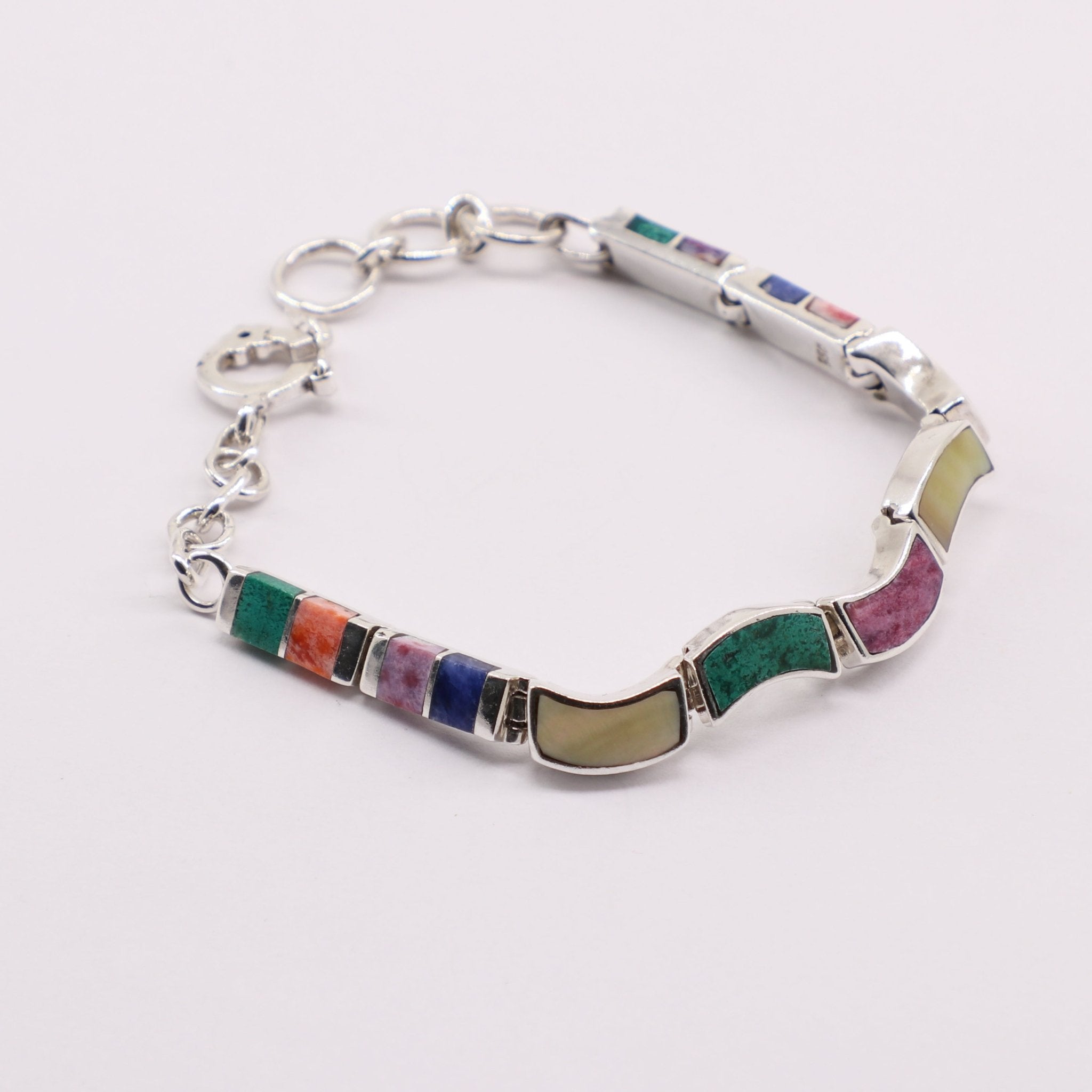 Pulsera de Nacar, Malaquita, Rodonita, Turquesa y Lapislazuli - Pulseras