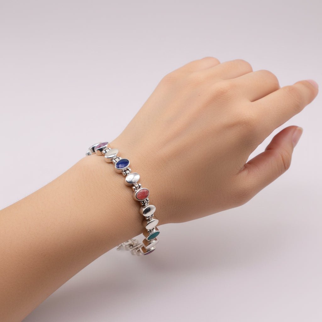 Pulsera de Nacar, Malaquita, Rodonita, Turquesa y Lapislazuli - Pulseras