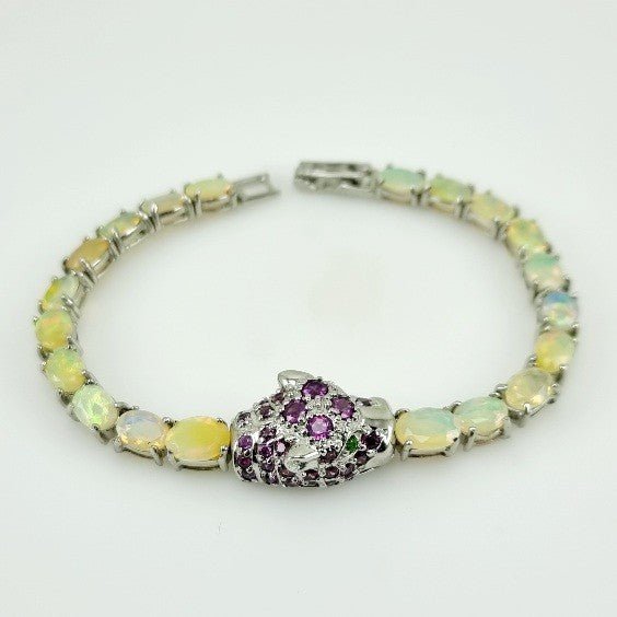 Pulsera de Ópalo Welo, granate rodolita y diópsido - Pulseras