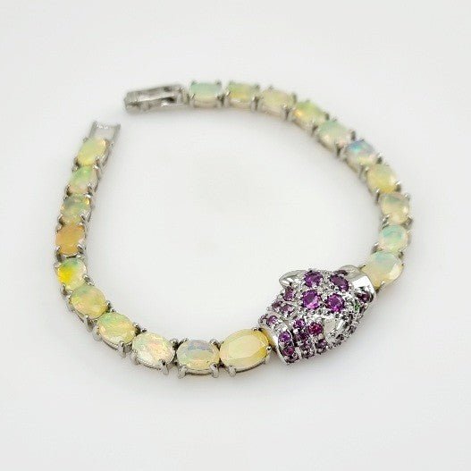 Pulsera de Ópalo Welo, granate rodolita y diópsido - Pulseras