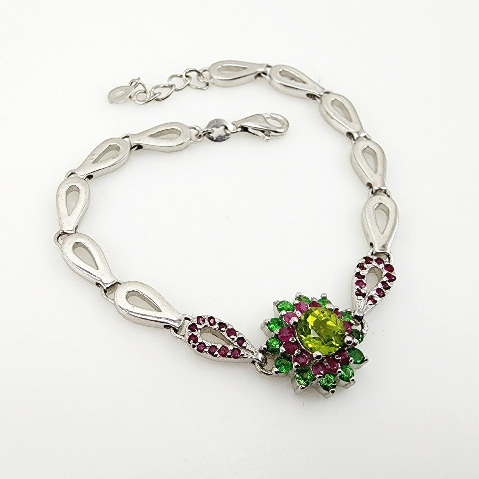 Pulsera de Peridoto, Tsavorite y Rubí - Pulseras