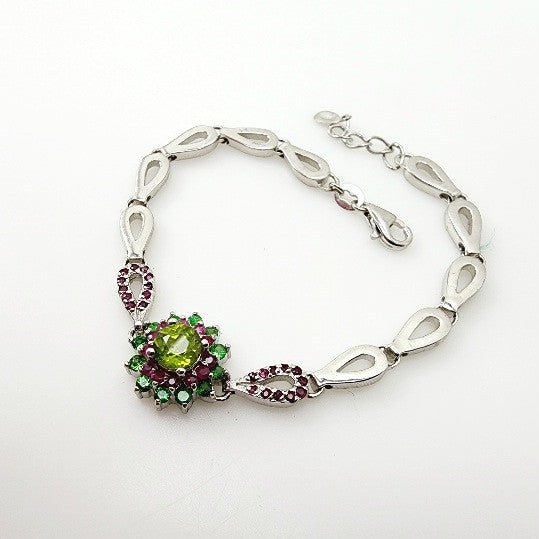 Pulsera de Peridoto, Tsavorite y Rubí - Pulseras