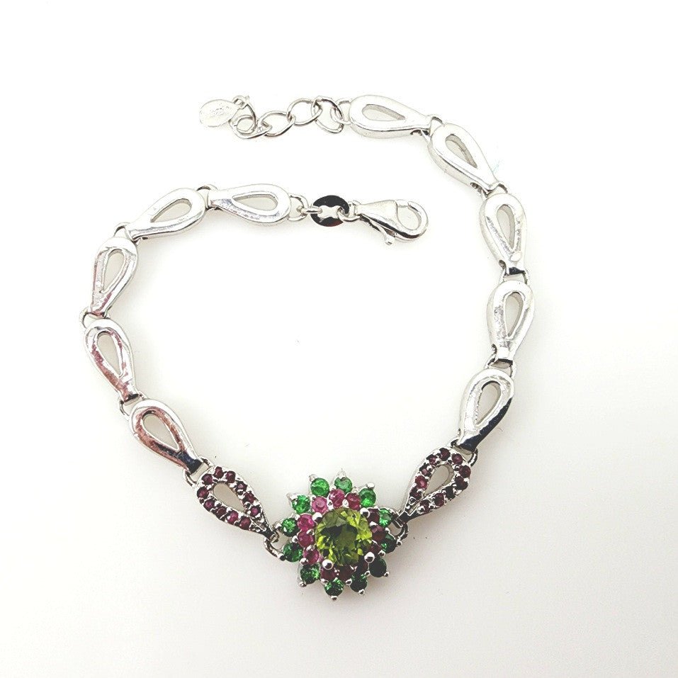 Pulsera de Peridoto, Tsavorite y Rubí - Pulseras