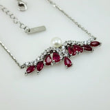Pulsera de Rubí, perla y Cubic Zirconia - Pulseras