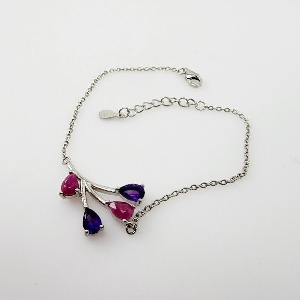 Pulsera de Rubí rosa y Amatista - Pulseras