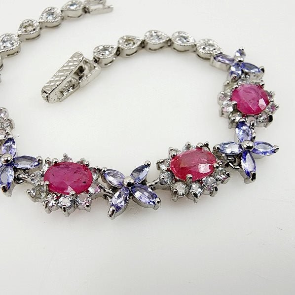 Pulsera de Rubí, Tanzanita y Topacio Blanco - Pulseras