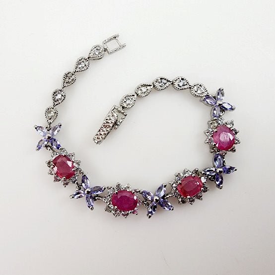 Pulsera de Rubí, Tanzanita y Topacio Blanco - Pulseras