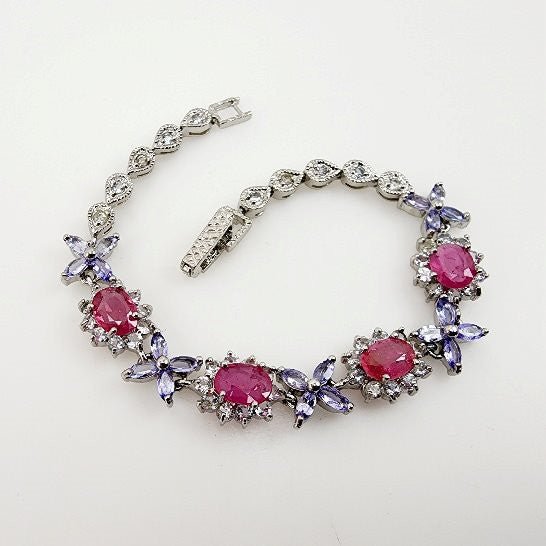 Pulsera de Rubí, Tanzanita y Topacio Blanco - Pulseras