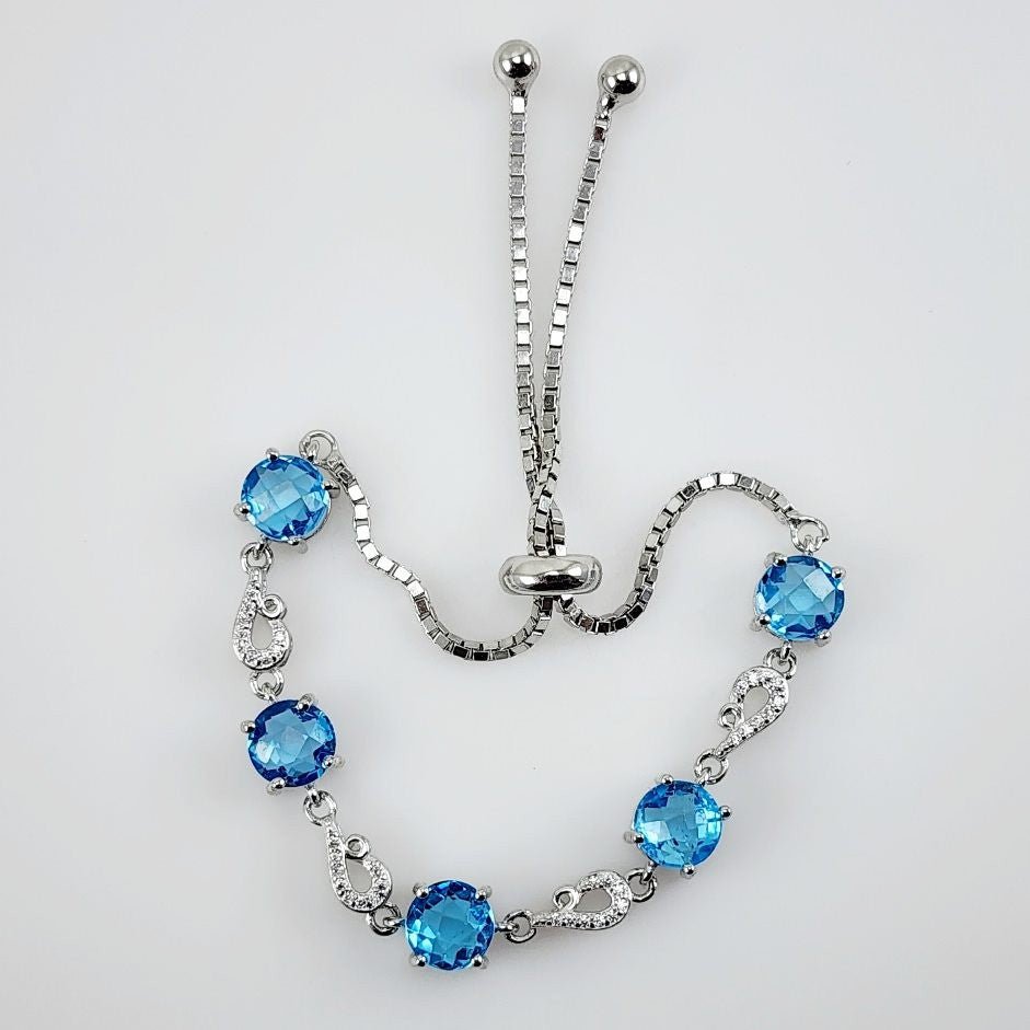 Pulsera de topacio azul y cubic zirconia - Pulseras