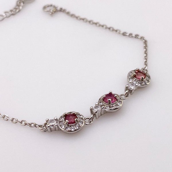 Pulsera de Turmalina rosa y cubic zirconia - Pulseras