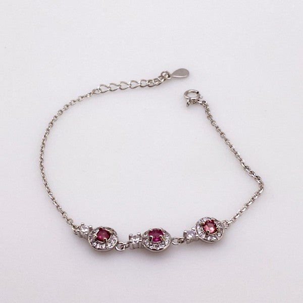 Pulsera de Turmalina rosa y cubic zirconia - Pulseras