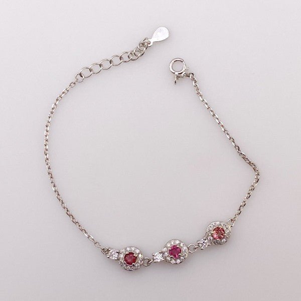 Pulsera de Turmalina rosa y cubic zirconia - Pulseras